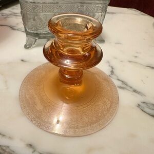 Depression glass candlestick holder